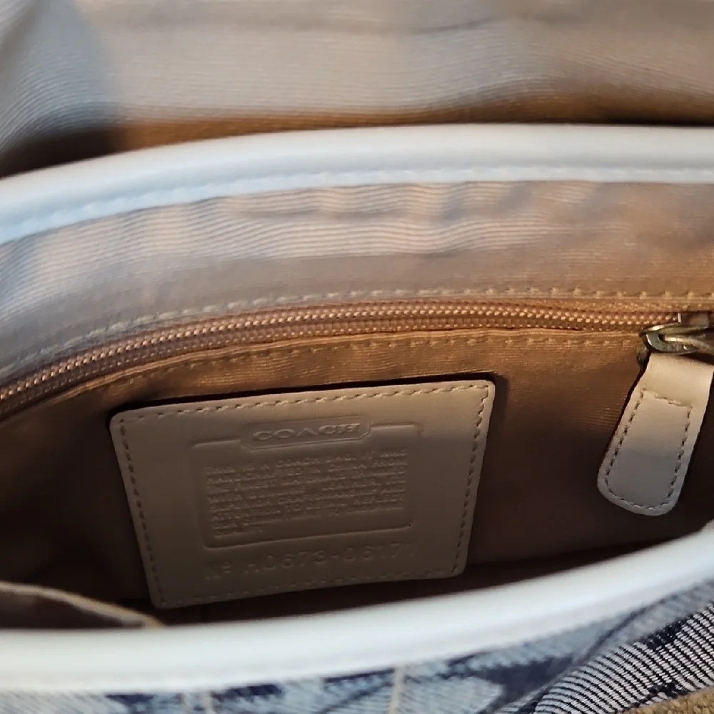 Coach Blue and White Monogram Shoulder Bag - Picture 6 of 7